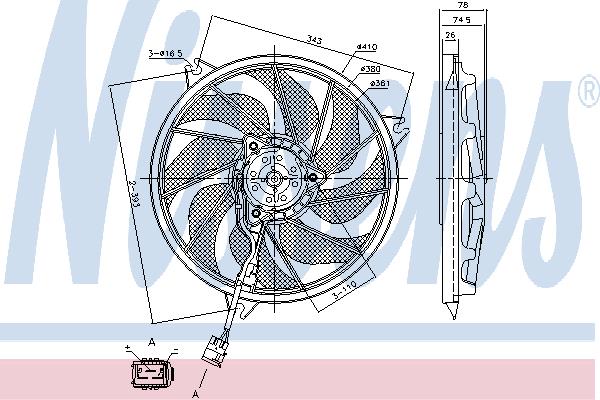 Nissens 85787 Hub, engine cooling fan wheel 85787