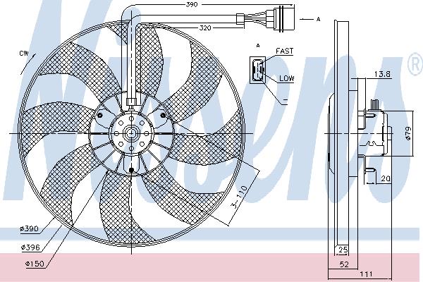 Nissens 85796 Hub, engine cooling fan wheel 85796