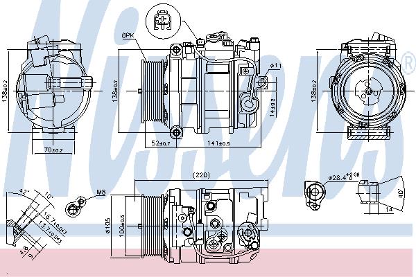 Aircon compressor Mercedes E-Class: 890197 Nissens Compressor