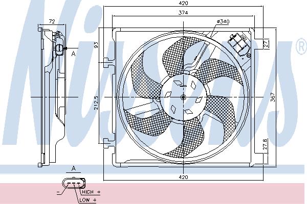 Nissens 85869 Hub, engine cooling fan wheel 85869