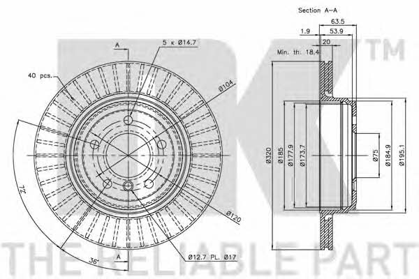 NK 311561 Rear ventilated brake disc 311561