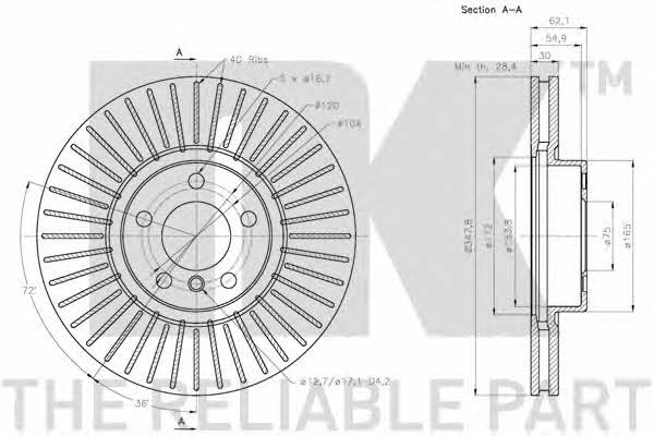 NK 311587 Front brake disc ventilated 311587