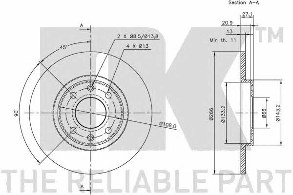 NK 311925 Unventilated front brake disc 311925