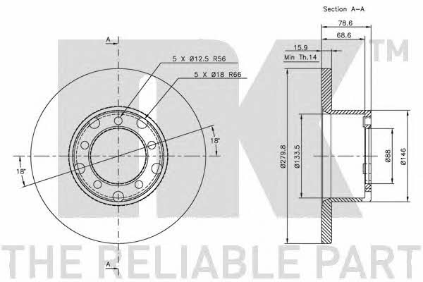 NK 313311 Unventilated front brake disc 313311