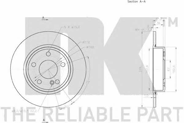 NK 3133113 Rear brake disc, non-ventilated 3133113