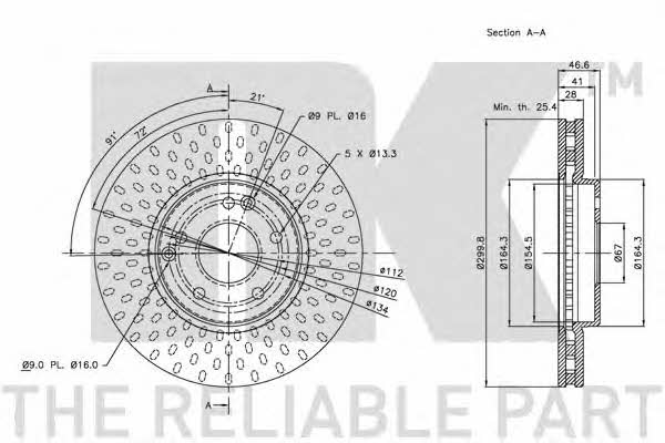 NK 313341 Front brake disc ventilated 313341