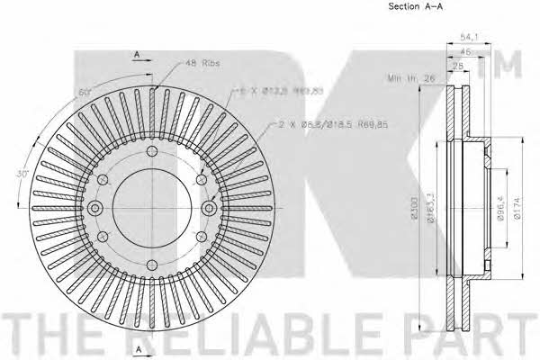 NK 313524 Front brake disc ventilated 313524