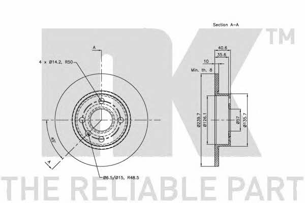 NK 313649 Rear brake disc, non-ventilated 313649