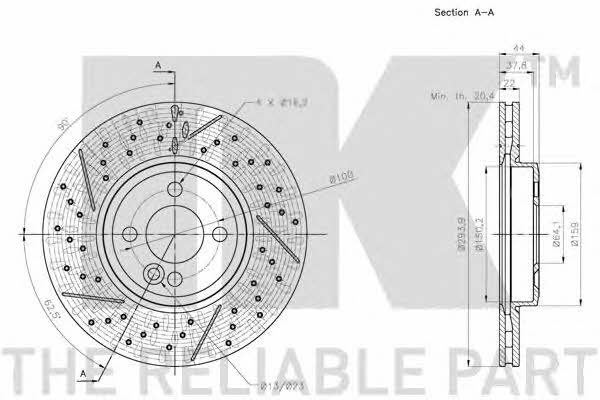 NK 314038 Front brake disc ventilated 314038