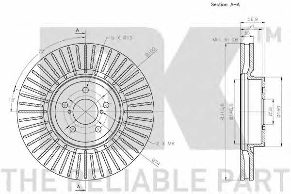 NK 314419 Front brake disc ventilated 314419