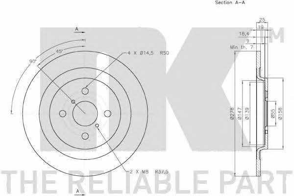 NK 3145111 Rear brake disc, non-ventilated 3145111
