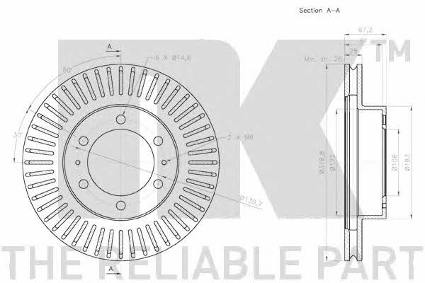 NK 3145145 Front brake disc ventilated 3145145