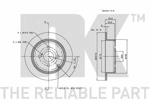 NK 314584 Rear brake disc, non-ventilated 314584