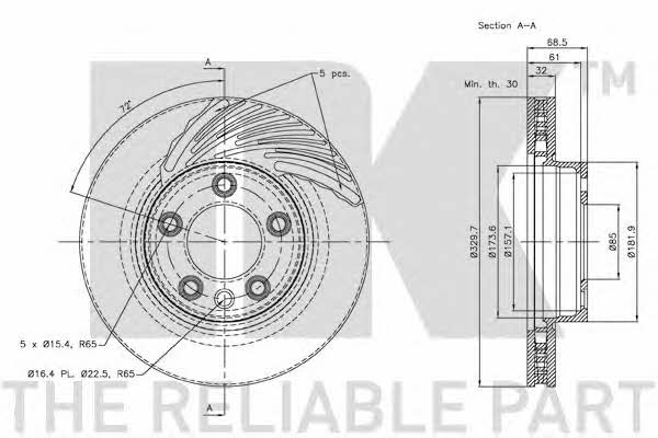 NK 3147102 Front brake disc ventilated 3147102