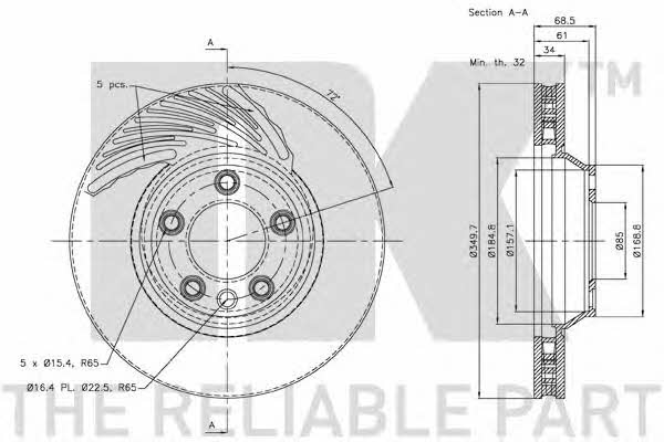 NK 3147105 Front brake disc ventilated 3147105