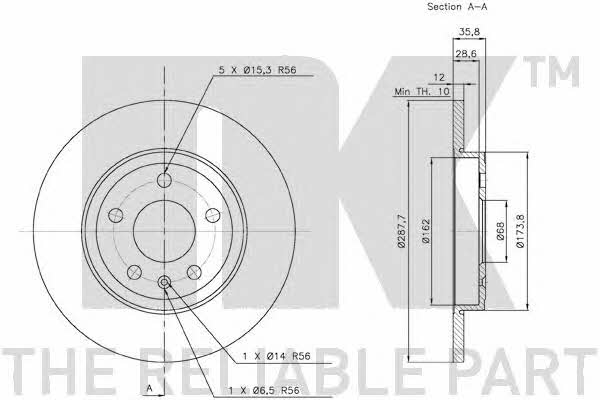 NK 3147111 Rear brake disc, non-ventilated 3147111