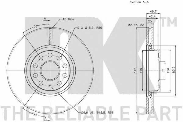 NK 3147115 Front brake disc ventilated 3147115
