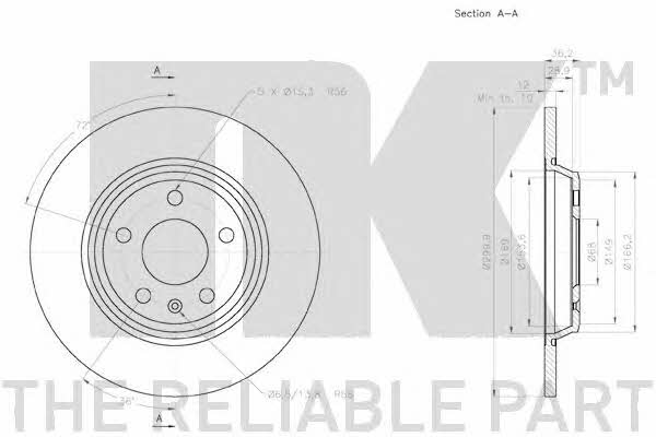 Rear brake disc, non-ventilated NK 3147129