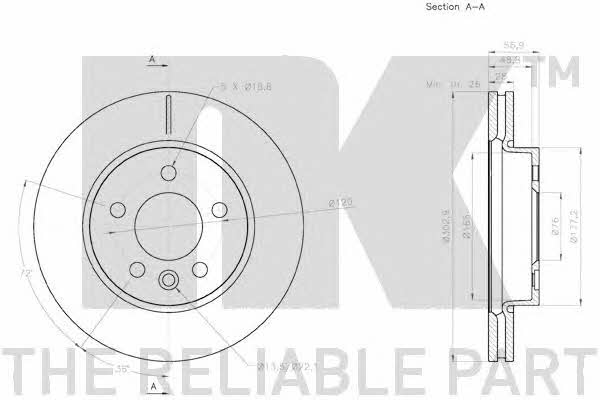 NK 3147139 Front brake disc ventilated 3147139