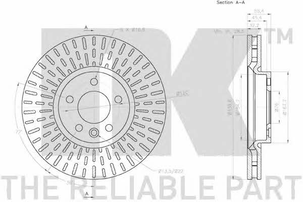 NK 3147145 Front brake disc ventilated 3147145