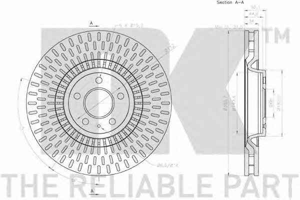 NK 3147155 Front brake disc ventilated 3147155