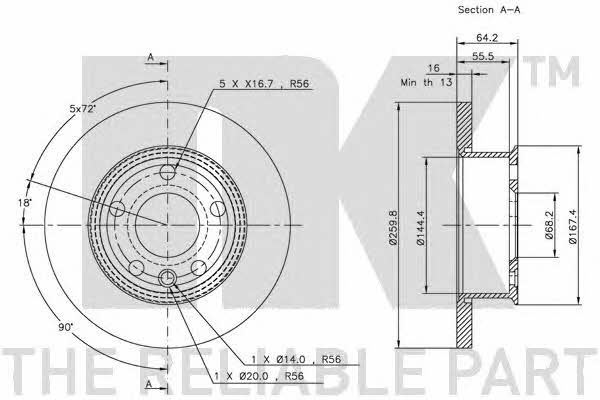 NK 314732 Unventilated front brake disc 314732