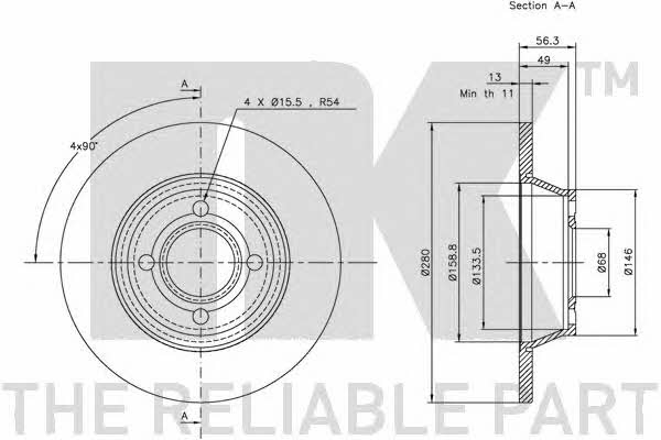 NK 314741 Unventilated front brake disc 314741