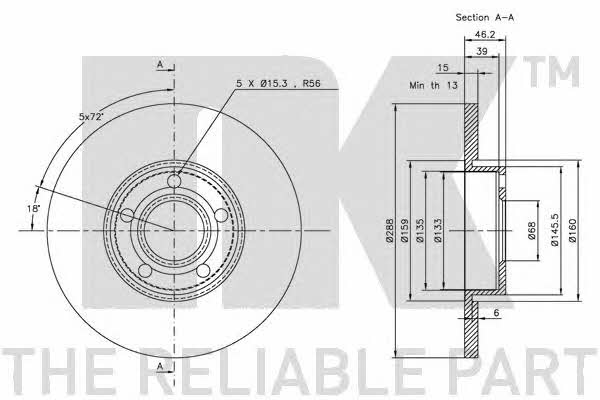 NK 314742 Unventilated front brake disc 314742
