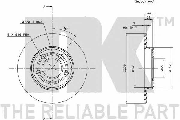 NK 314779 Rear brake disc, non-ventilated 314779
