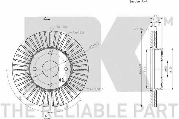 NK 315018 Front brake disc ventilated 315018