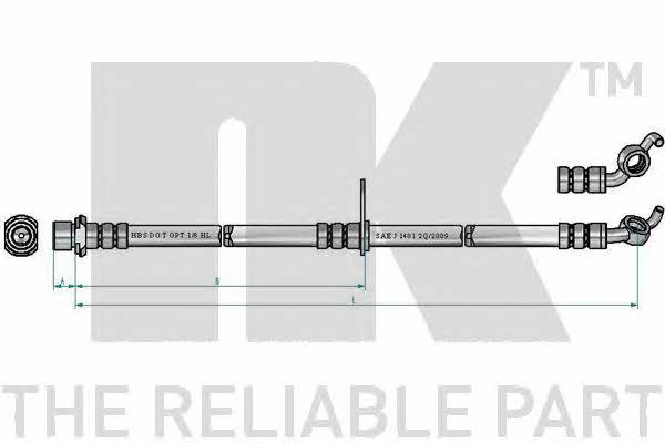Flexible brake pipe Toyota Auris: 8545174 NK Brake Hose