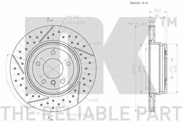 NK 2015106 Rear ventilated brake disc 2015106