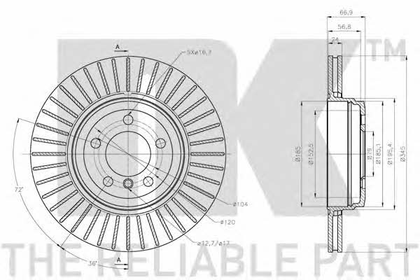 NK 201579 Rear ventilated brake disc 201579