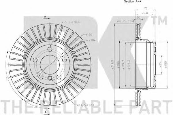 NK 201583 Rear ventilated brake disc 201583