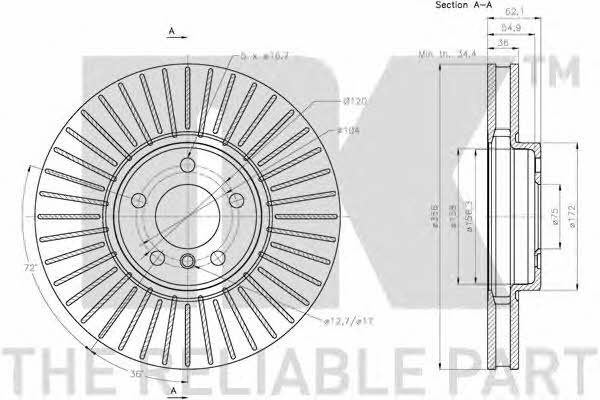 NK 201584 Front brake disc ventilated 201584