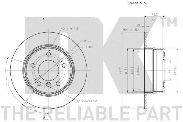 NK 201586 Rear brake disc, non-ventilated 201586