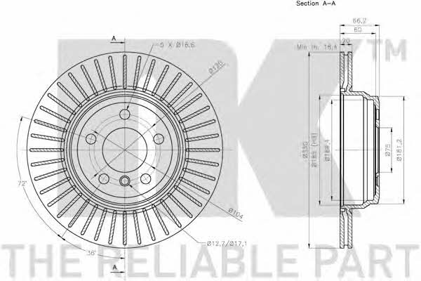 NK 201599 Rear ventilated brake disc 201599