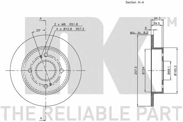 NK 202248 Rear brake disc, non-ventilated 202248