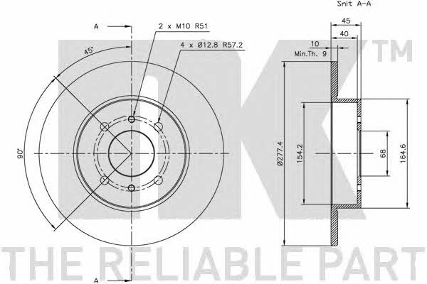 NK 202252 Rear brake disc, non-ventilated 202252