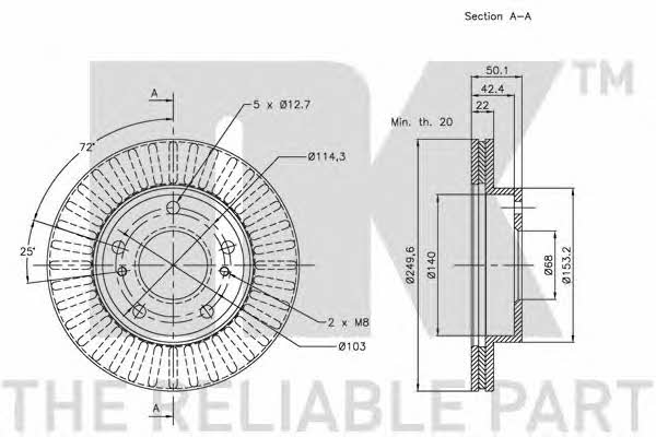 NK 202254 Front brake disc ventilated 202254