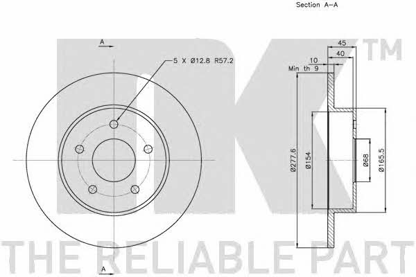 NK 202257 Rear brake disc, non-ventilated 202257