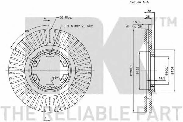 NK 202262 Front brake disc ventilated 202262