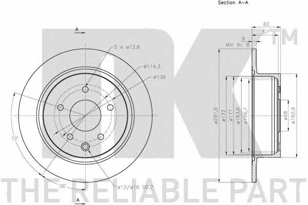 NK 202273 Rear brake disc, non-ventilated 202273