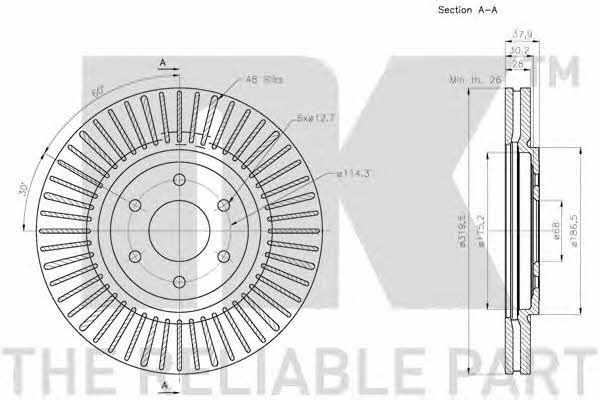 NK 202276 Front brake disc ventilated 202276