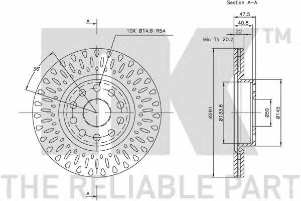 NK 202333 Front brake disc ventilated 202333