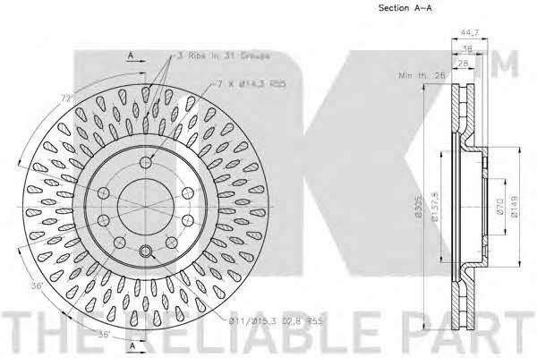 NK 202353 Front brake disc ventilated 202353