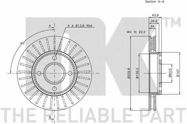 NK 202540 Front brake disc ventilated 202540