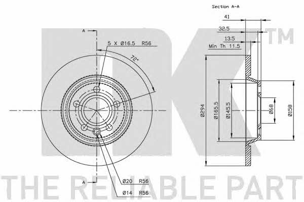 NK 202552 Rear brake disc, non-ventilated 202552