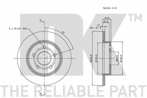 NK 202558 Rear brake disc, non-ventilated 202558