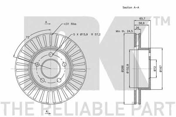 NK 202565 Front brake disc ventilated 202565